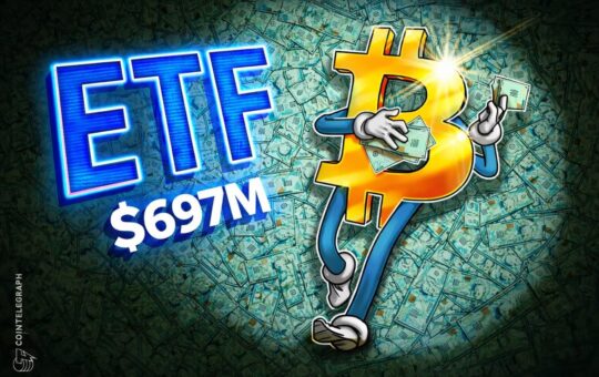 Bitcoin ETFs Attract $697M in Second Trading Day of 2026